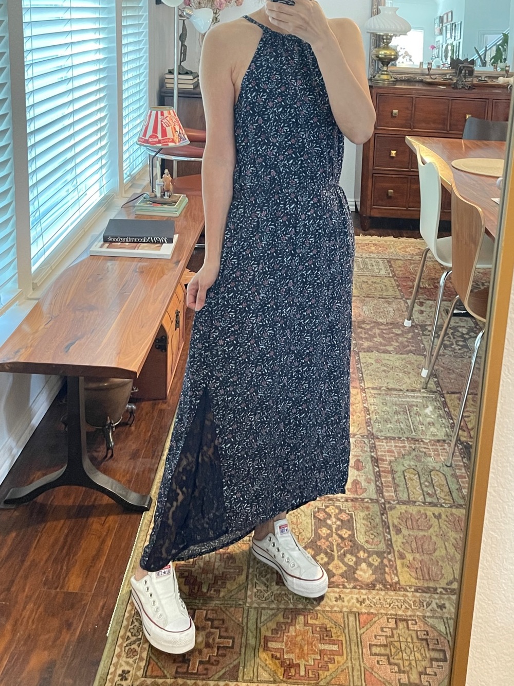 NWT Abercrombie & Fitch navy blue floral maxi dress Girls Xlarge - Picture 3 of 13